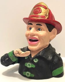 Dated 1915 John Harper and Co. Cast Iron FIREMAN Mechanical Coin Bank