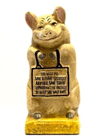 Vintage Cast Iron Thrifty Pig Still Coin Bank