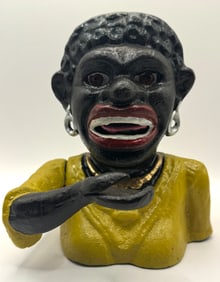 Dated 1890 Black Americana Cast Iron Mechanical Coin Bank