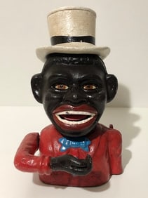 Working Black Americana Cast Iron Mechanical Coin Bank