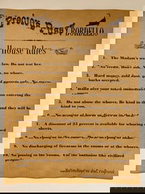 Old West PRECIOUS PUSSY Whorehouse House Rules Notice