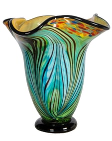 Gorgeous MURANO Napkin Art Glass Vase 13 X 12