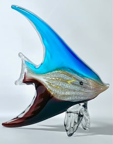 Large MURANO Art Glass Angel Fish Sculpture
