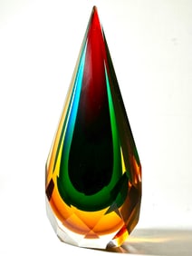 Gorgeous MURANO Art Glass Multi-Faceted Teardrop Sculpture