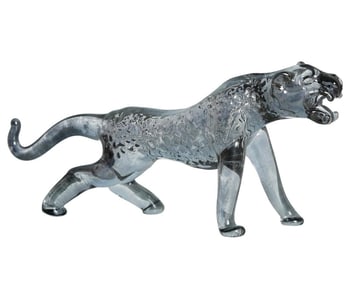 Awesome Austrian Smoked Crystal Cheetah - Leopard Figurine