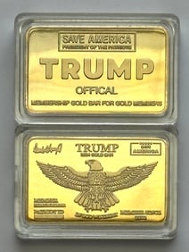 DONALD TRUMP 2024 Save America Premium Member Gold Clad Bar
