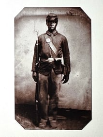 Civil War African American Armed Soldier Tin Type Photograph