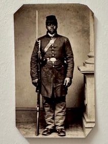 Civil War African American Armed Soldier Tin Type Photograph