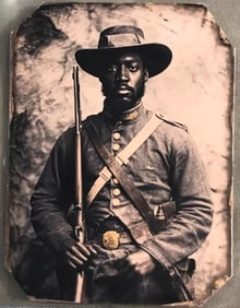 Civil War African American Armed Soldier Tin Type Photograph