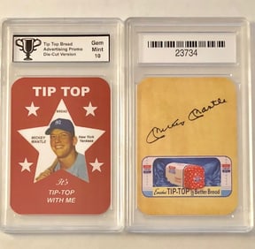 Gem 10 Mickey Mantle TIP TOP BREAD Advertising Baseball Card