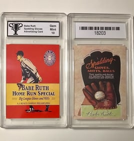 BABE RUTH Baseball Glove Advertising Baseball Card