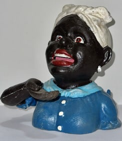 Black Americana Cast Iron Aunt Jemima Working Cast Iron Mechanical Bank