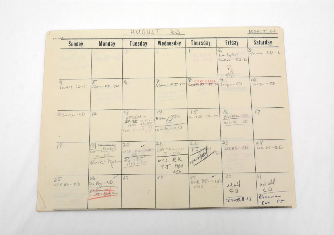Lt. Hirschy’s Calendar of JFK's Meetings, 1963 (1 of 4)