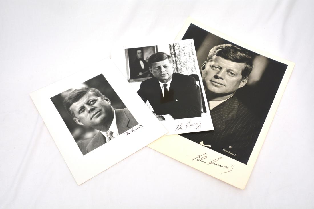 John F. Kennedy Photographs: Approximately 55 vintage 11 x 14''' and 8 x 10'' black and white photographs of President John F. Kennedy. Approximately six official poses, some with printed Kennedy signature in border.