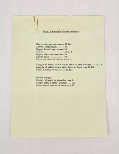 Jacqueline Kennedy's Measurements