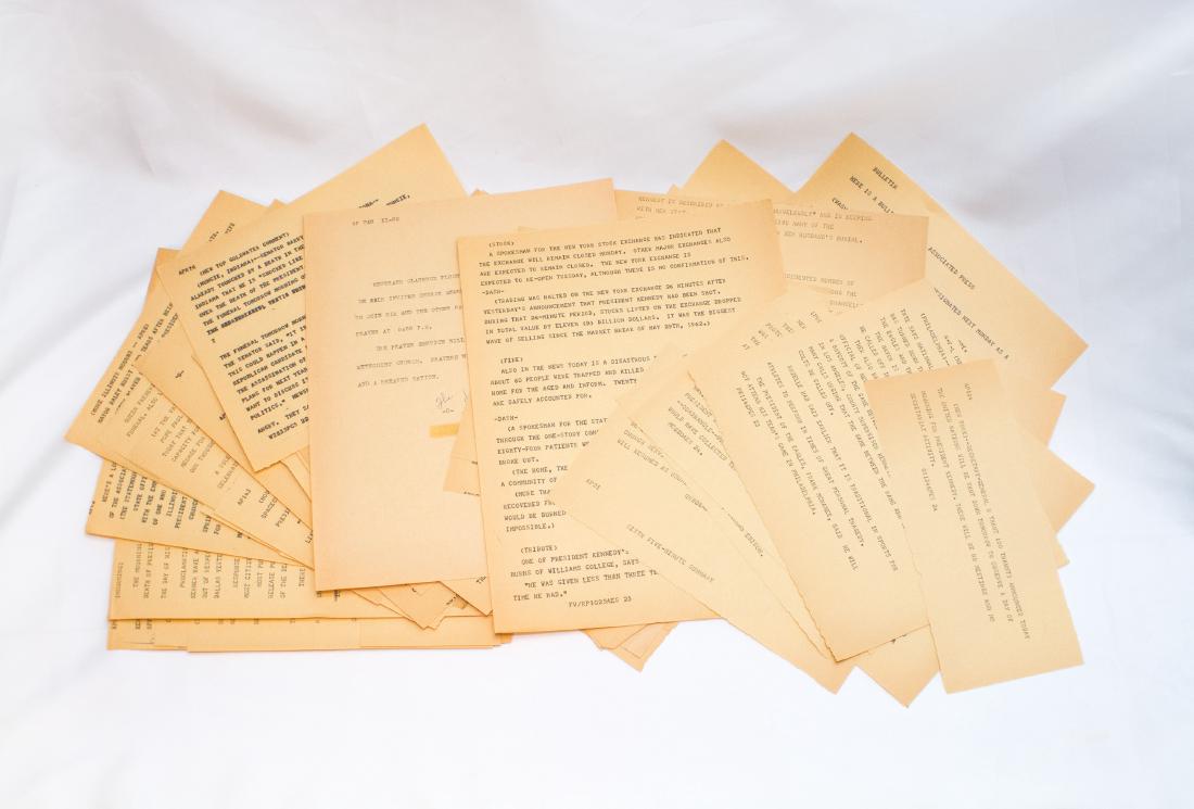 Teletypes: Johnson's Proclamation & American Reactions: A collection of over sixty teletypes and wire bulletins from across the United States, offering reactions to the news that President John F. Kennedy had been assassinated. From coast to coast, the Nat