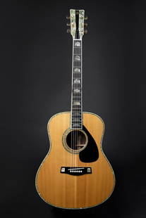 John Denver's 1978 Yamaha L-53 Guitar: An acoustic 1978 Yamaha L-53 6-string guitar owned and played by John Denver. Date on the label is 1978-4. The "4" refers to the month. This guitar was ordered by Denver specifically, the L-53 model