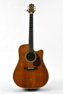Jerry Garcia Acoustic 1990 Alvarez-Yairi Guitar: Jerry Garcia's one-of-a-kind 1990 Alvarez-Yairi Prototype guitar. Serial #44162, model GY-1. Cedar top, rosewood back and sides, graphite neck. Made specifically for Garcia, this guitar was used on