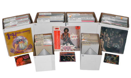 The Jimi Hendrix Record Collection: With 144 albums, 139 45s and 5 acetates, this is perhaps the largest collection of Jimi Hendrix's lifetime (pre-9/18/70) vinyl ever brought to auction in one lot. The focus of the collector was to