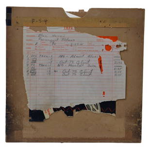 1961 Elvis Presley Blue Hawaii Master Tape: Elvis Presley original Master Track tape from the movie Blue Hawaii. This tape includes original takes of the songs "Almost Always" and " Moonlight Swim." Dated "3-22-61" in pencil, the 10'' reel.