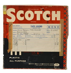 1961 Elvis Presley Kid Galahad Mono Tape: Elvis Presley original Mono Track tape from the movie Kid Galahad. This tape includes original takes of popular songs from the movie. Dated "10-27-61" in pencil, the 10'' reel is in the original