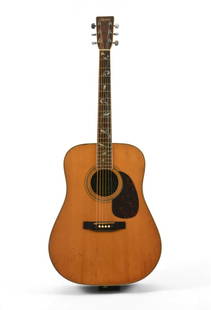 Jerry Garcia acoustic - "Penco": Jerry Garcia Penco acoustic guitar with rosewood fingerboard and exquisite inlaid floral pattern down the wood neck. Wood back, inside sound hole the original Penco label with model No.190 is noted. 