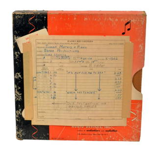 Johnny Mathis Master Tape Recording c.1957: Master tracks from the movie Lizzie, starring Eleanor Parker. "It's Not for Me to Say" and "Warm & Tender." Mathis' recording of "It's Not for Me to Say" - arranged by Ray Conniff - reached #5 on the