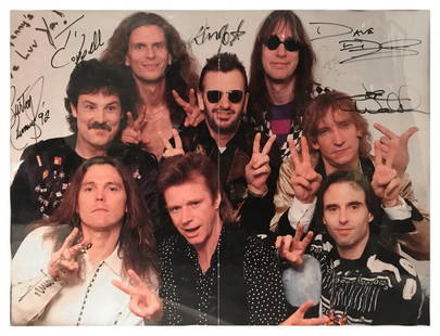 Photo of Famous Rock Stars, signed by 7 musicians: A framed picture of various stars of the rock and music world that hung on the wall of the legendary Manny's Music. Manny's was a Manhattan music store that has since closed. Many years ago