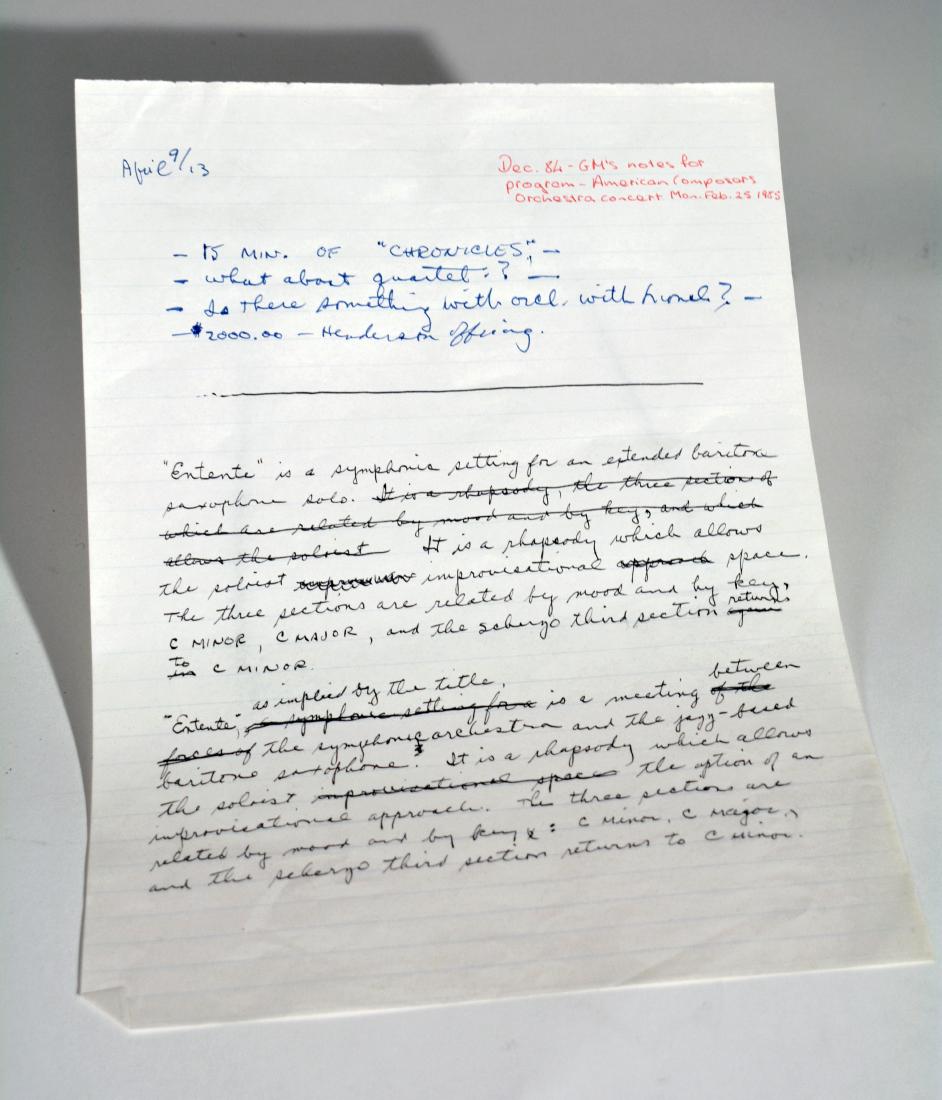 Gerry Mulligan's American Composers Notes (1 of 1)