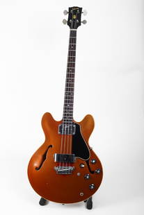 1967 Gibson EB2 D Bass: A 1967 Gibson EB2 D bass, serial number 320700. This guitar has its rare original finish of Burgundy Mist (sometimes known as Sparkling Mist). Used by Mark Ronson as well as the band Kasabian, both