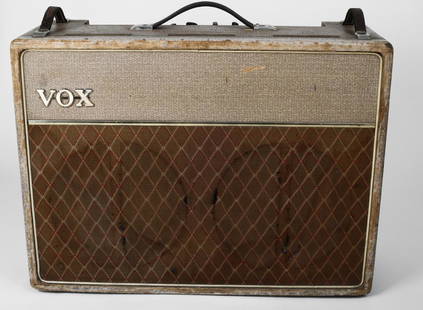 1961 Vox AC30 /4 in Original Fawn Tolex: A very rare 1961 Vox AC30/4, Black Panel 4 Input model. Amp has the original fawn 'Rexine' covering on cabinet. The electronics on this amplifier, with the exception of a few caps, are all original.