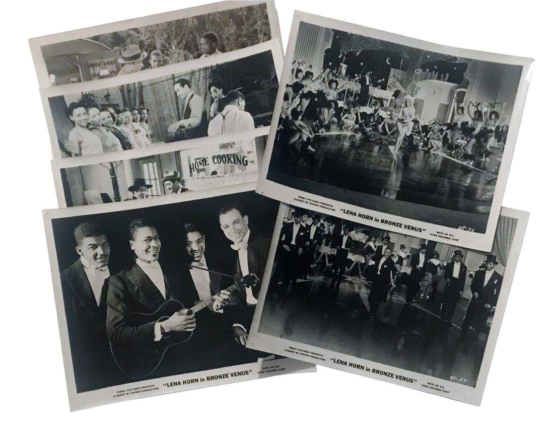 6 Bronze Venus Film Stills: Six black and white film stills from the movie The Bronze Venus, starring Lena Horne. Each still measures 8 x 10". A Cinema Apart, or the Beverly and Larry Richards Collection, was amassed by Larry Ri