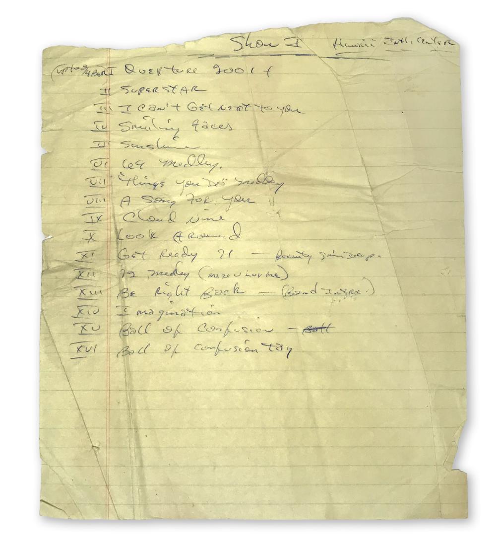 Handwritten Temptations setlist (1 of 1)