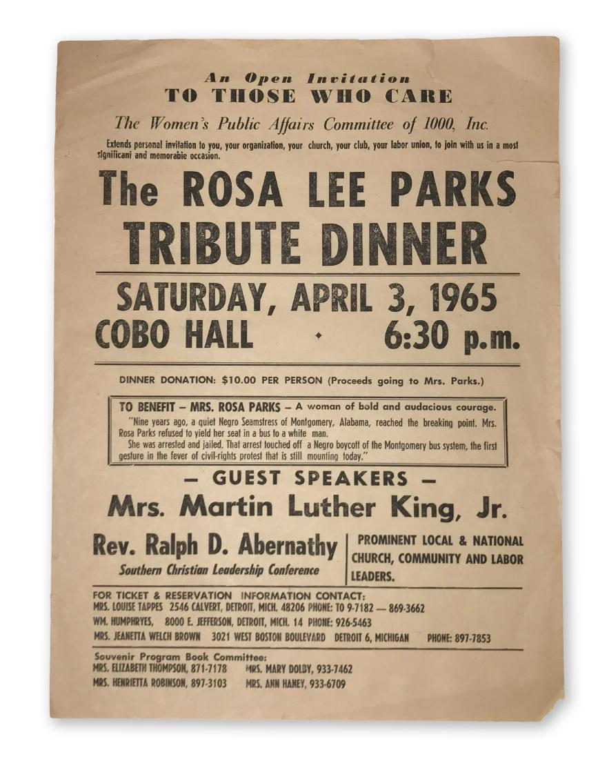 Broadside for the Rosa Lee Parks Tribute Dinner, 1965 (1 of 1)