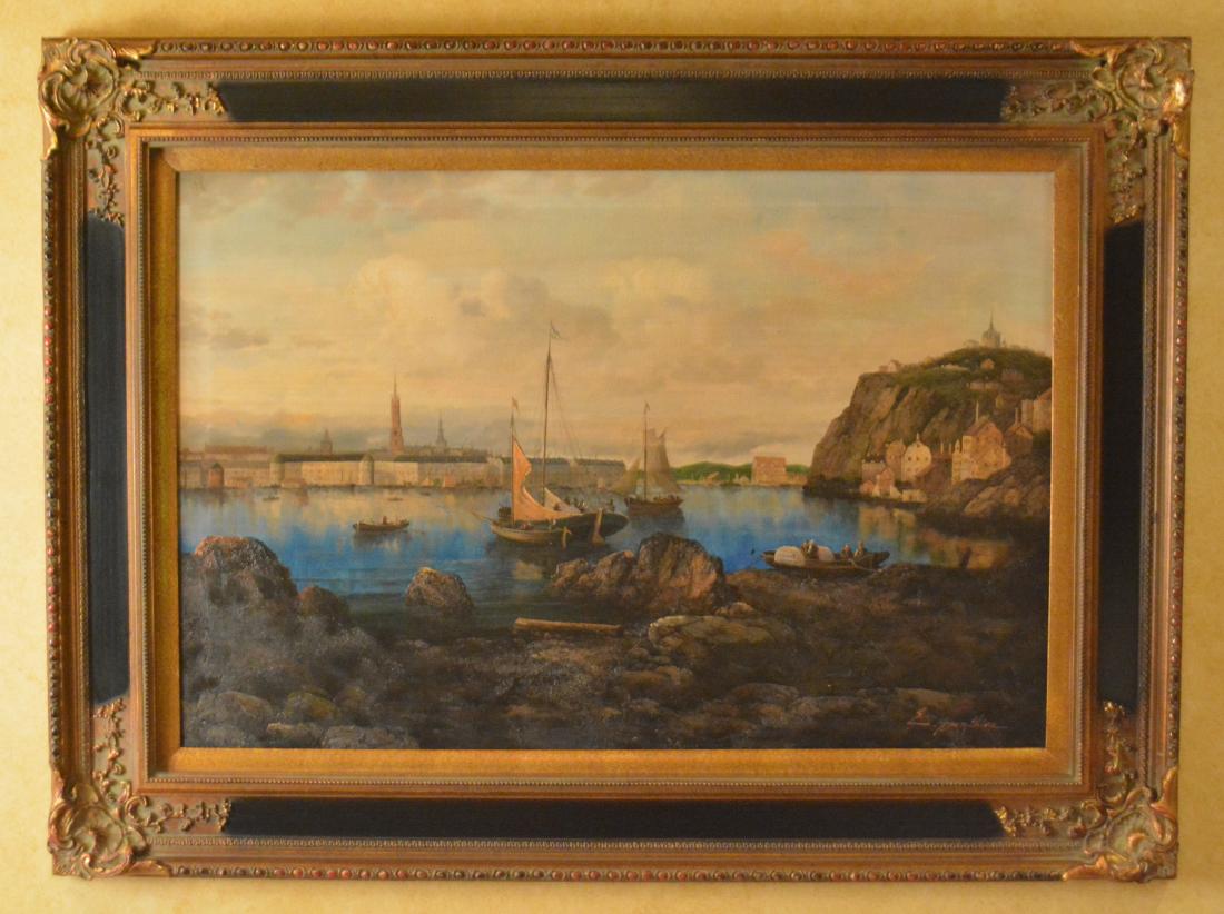 E. Ponthion, Oil. Landscape with Boats. (1 of 3)