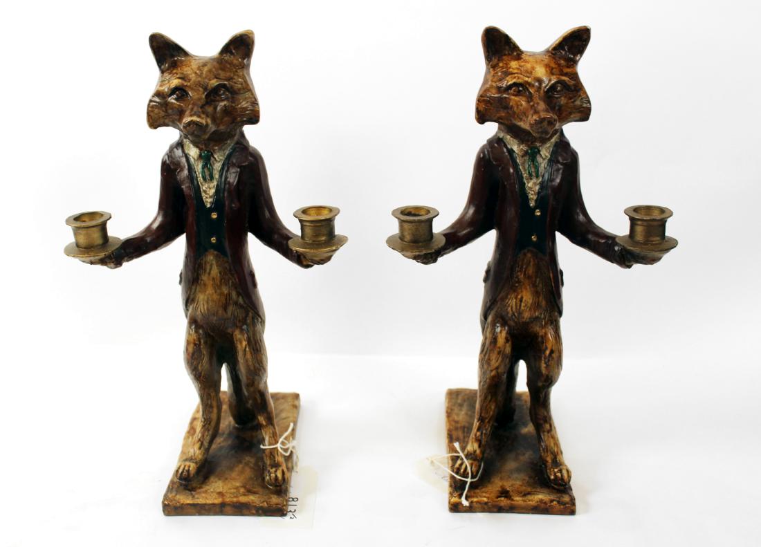 Pair of Fox Double Candleholders (1 of 3)