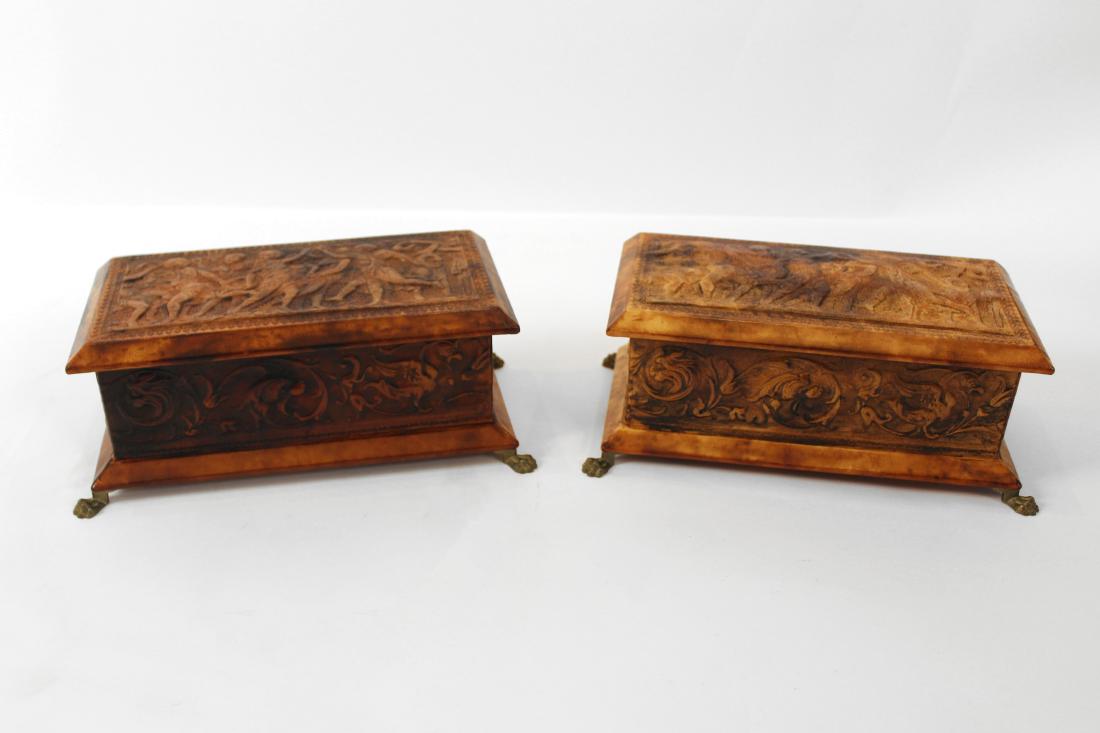 Pair Leather Covered Trinket Boxes (1 of 4)