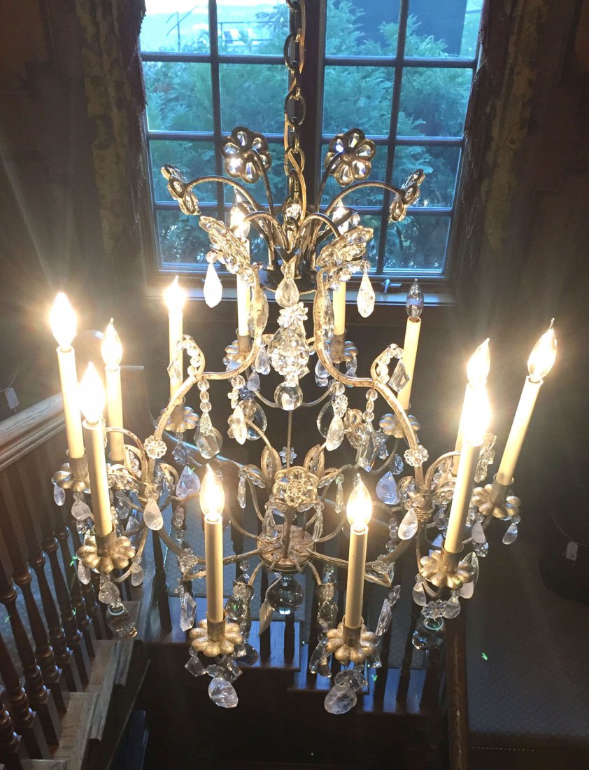 Crystal and Quartz Floral Hanging Chandelier (1 of 3)