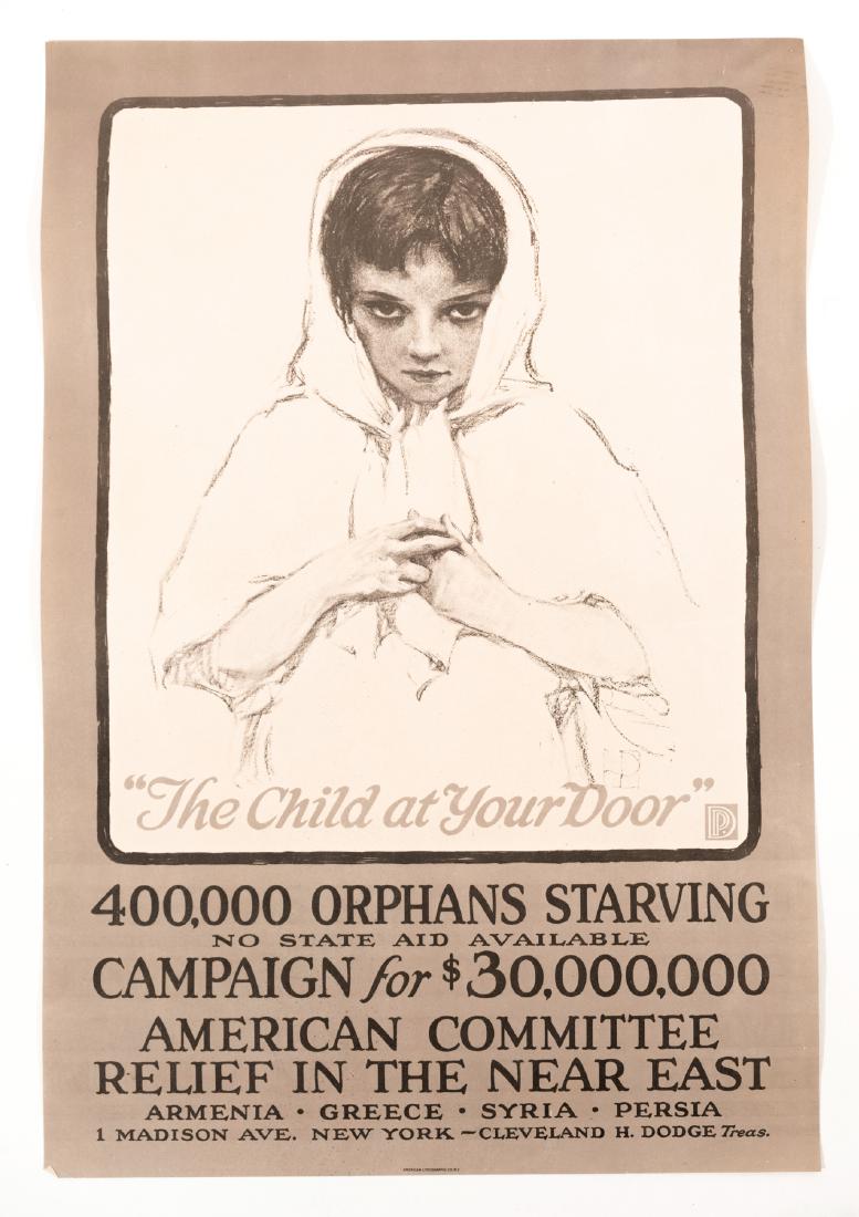 World War I Posters (5): Five (5) rare, black and white posters. Subjects include: buying liberty bonds, and the American Committee Relief in the Near East for orphans in Armenia, Greece, Syria, and Persia. 20" x 16" and slig