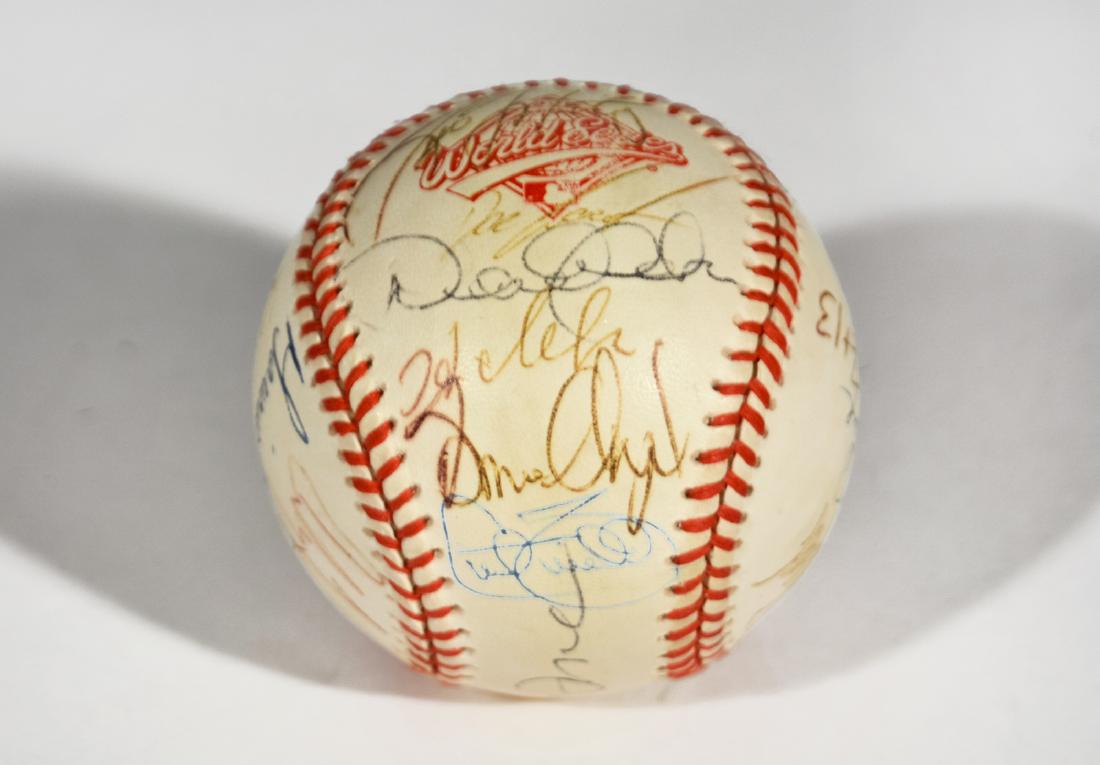 1996 Yankee World Series Team-Signed Baseballs: 1996 Yankee World Series Team-Signed Baseball. The 1996 roster included: Derek Jeter, Tino Martinez, Jorge Posada, Marian Rivera, Kenny Rogers. The Yankees won the series in game 6 against the Atlanta
