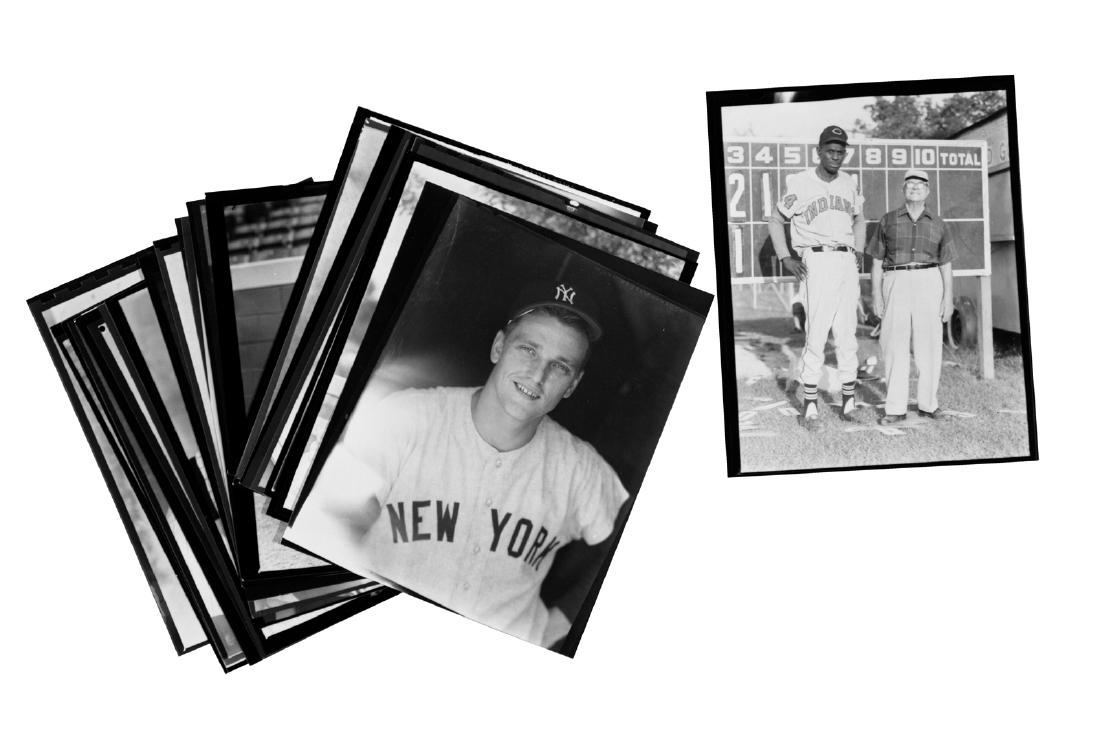 Baseball Photograph Collection (20): A remarkable collection of twenty candid snapshots taken by a fan. Images include Satchel Paige, Mickey Mantle, Roger Maris, Casey Stengel, Roberto Clemente, Jackie Robinson, Johnny Bench, Yogi Berra,