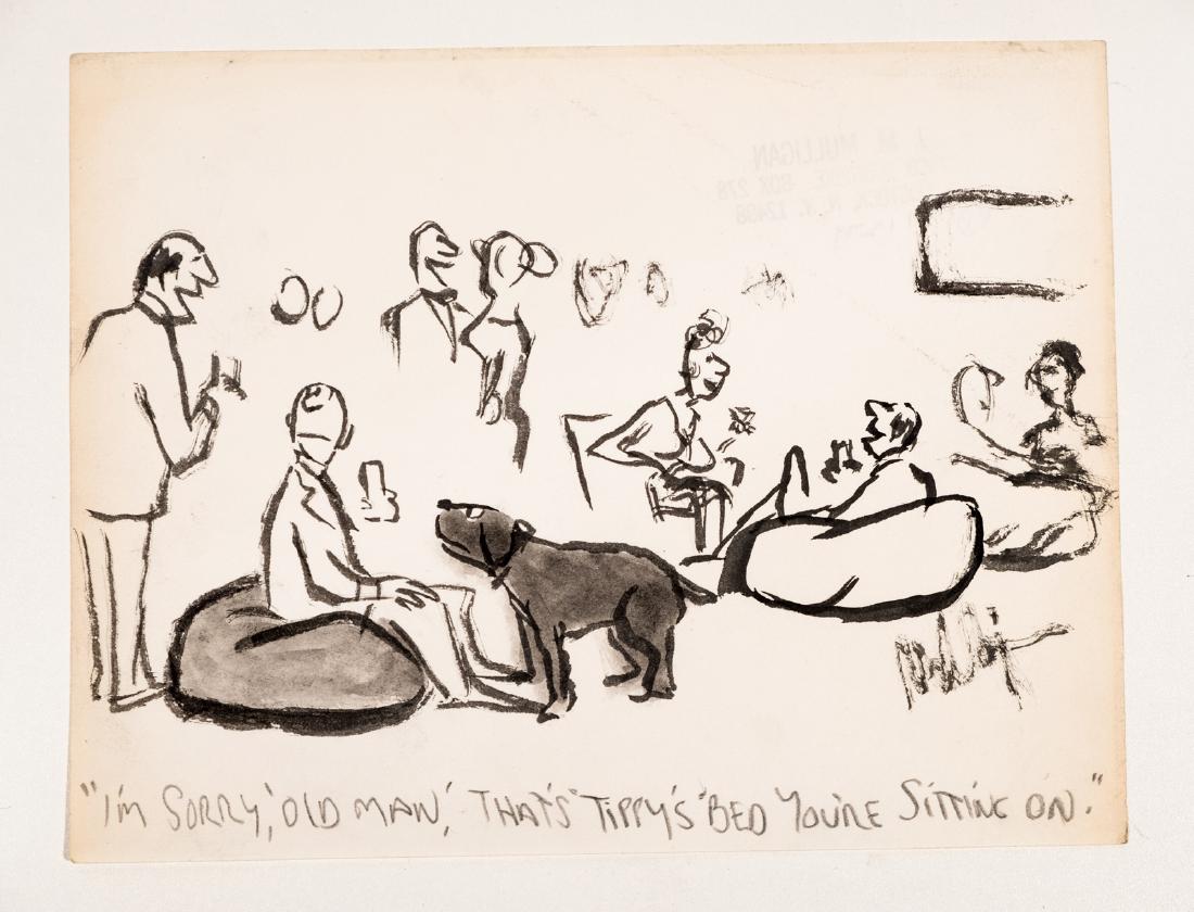 Three Cartoon Illustrations (3): Three Cartoon Illustrations. 1. Pertaining to Richard Nixon (He's just not the man I want to buy a car from."), 2. the Indy 500 and 3. furniture design at the time, these illustration are signed by un