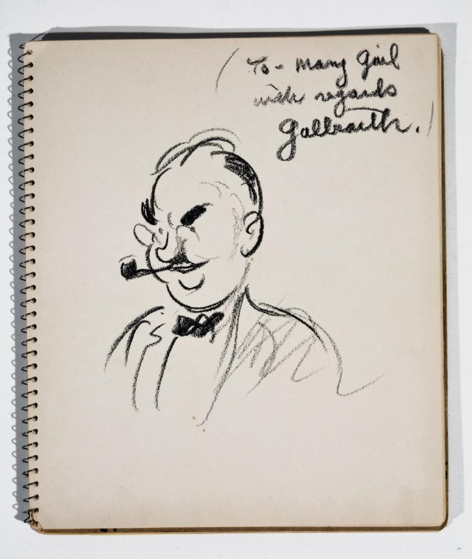 Galbreath, Cartoonist: Original 1950 cartoon self portrait. "To Mary Gail with regards, Galbreath" 11.75"x 10" This is an unreserved auction with no minimums. This is an online only sale. Items may be viewed upon appointmen