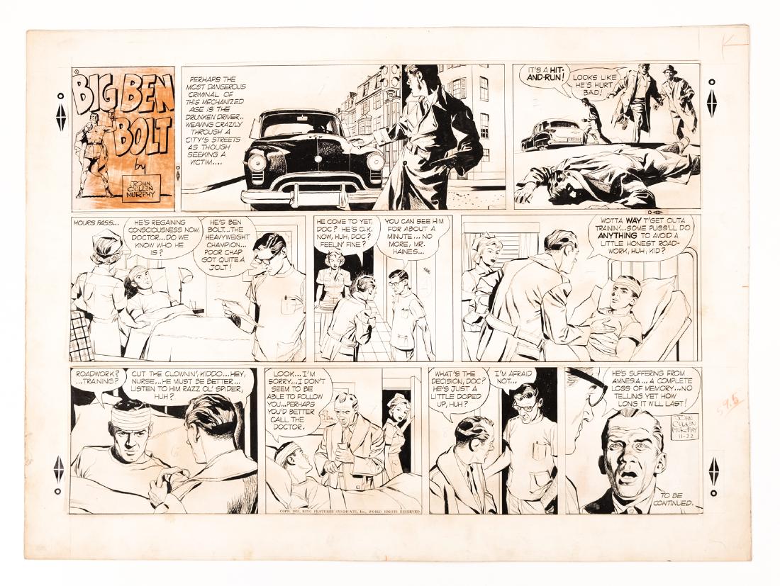 Big Ben Bolt, Original Comic Strip: Sunday comic strip by John Cullen Murphy. 1953. This is an unreserved auction with no minimums. This is an online only sale. Items may be viewed upon appointment in New York City. Condition: More deta