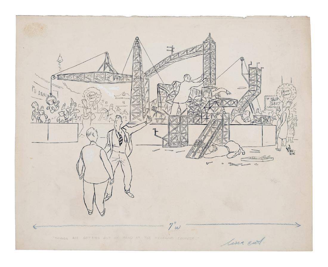 G. Parker, C. Saxon Judge Cartoons: Three cartoons: a. Gladys Parker, b. Charles Saxon and c. Ned Hilton from Judge Magazine. This is an unreserved auction with no minimums. This is an online only sale. Items may be viewed upon appointm