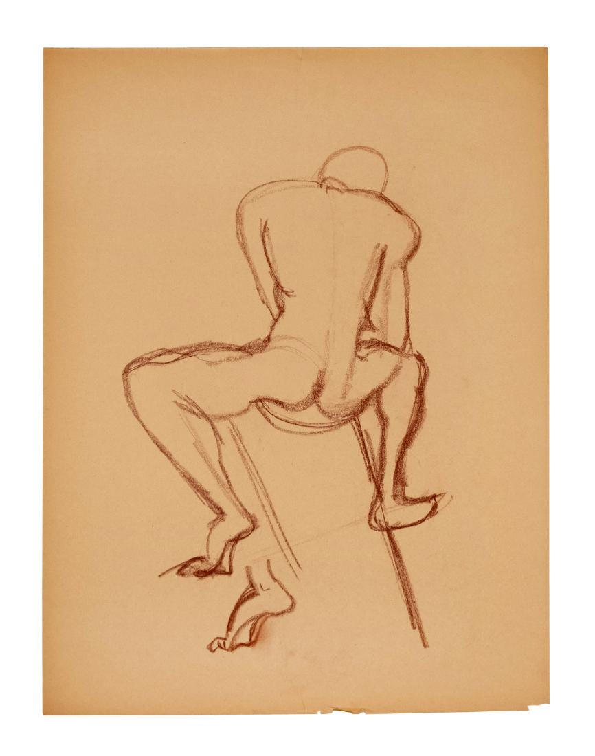 Three Drawings Possibly Louise Nevelson: Three "art school-styled" drawings. In 1992, an auction was held in New York City featuring the work of Abstract Expressionist artists who, at one time or another, had lived and worked on eastern Long