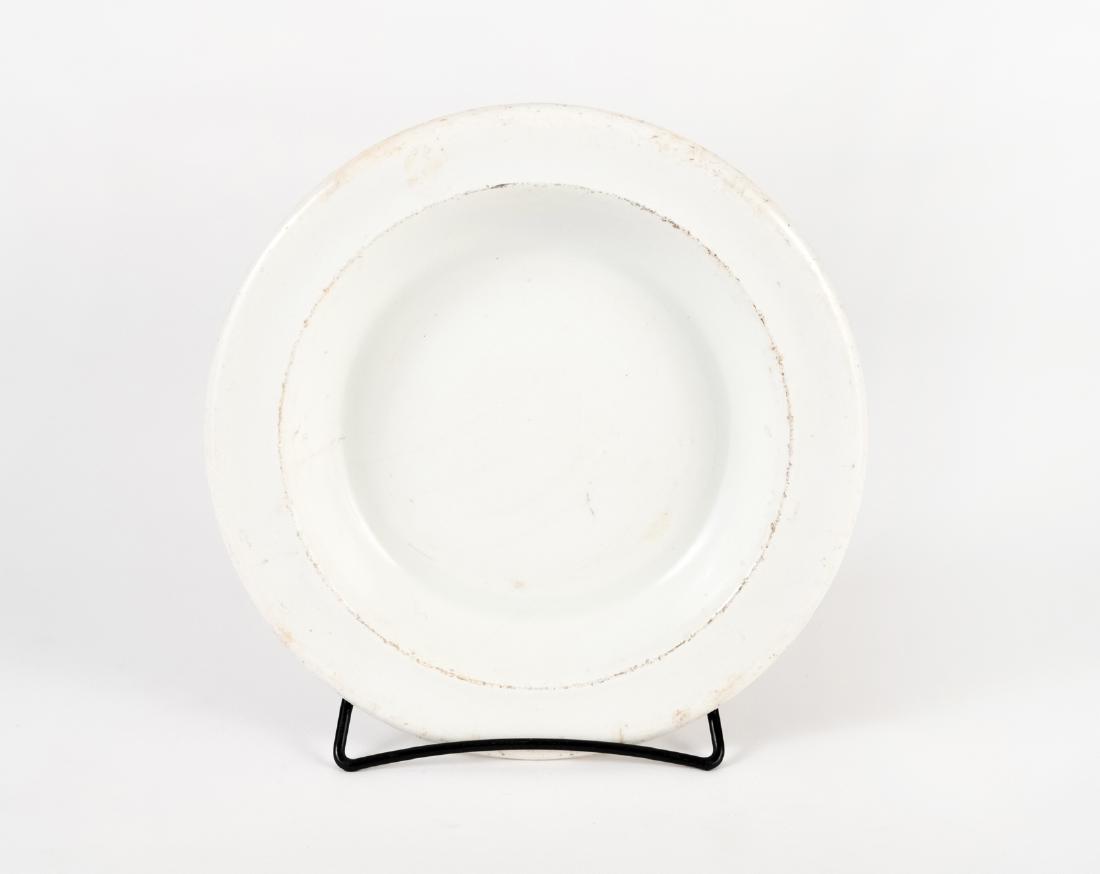 RMS Republic Soup Bowl. White Star Line.: White china, 9.25"diameter, Conservation Technology Group label on verso. Built in 1903 by Harlan and Wolff in Belfast (the same builder which built the Titanic), White Star Lines' RMS Republic was lo