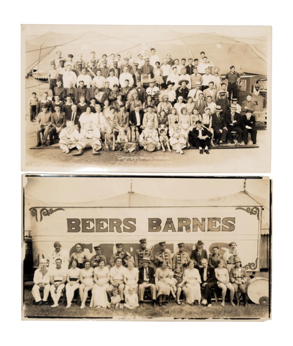 Kelty Panoramic Circus Photographs: Four (4) original prints 12"x 20" photographs by legendary circus photographer E.J. Kelty. Depicted is the Hagenbeck-Wallace Circus in Boston, 1934 and Lancaster, PA 1935; Beers Barnes Circus; Gorman 