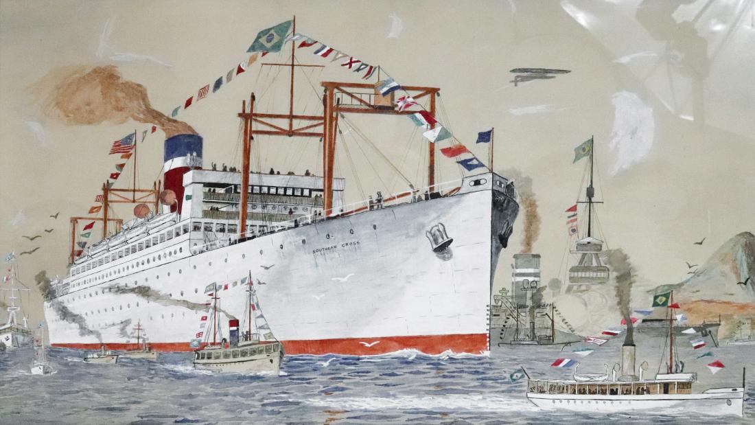 Steamship Southern Cross Gouache (1 of 9)