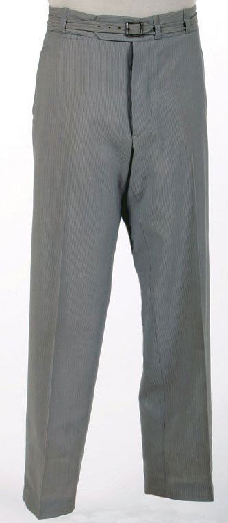 James Dean' Pants From "East Of Eden": James Dean's trousers from "East of Eden" (Warner Bros., 1955). Light gray pinstriped. A Warner Bros. production tag is sewn into the waistband; dated May 21, 1954, and marked "Jim Dean." Together wit